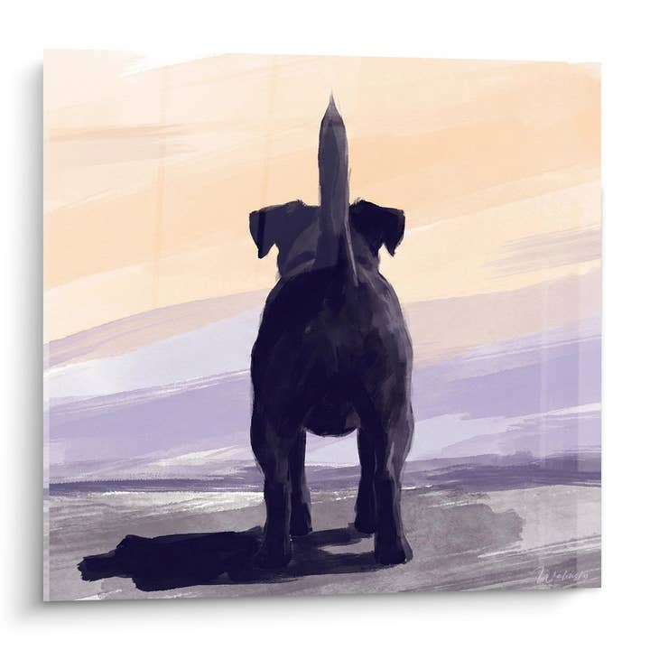 Cuadro Perro Negro Contemplando el Horizonte al Atardecer - Serenidad Crepuscular - Edición Jack Russell Terrier para venta al por mayor de Walensky