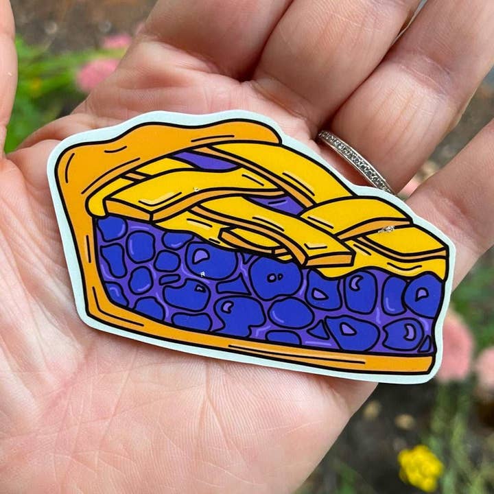 Blueberry Pie Slice Vinyl Sticker for wholesale by Stone Donut Design, LLC