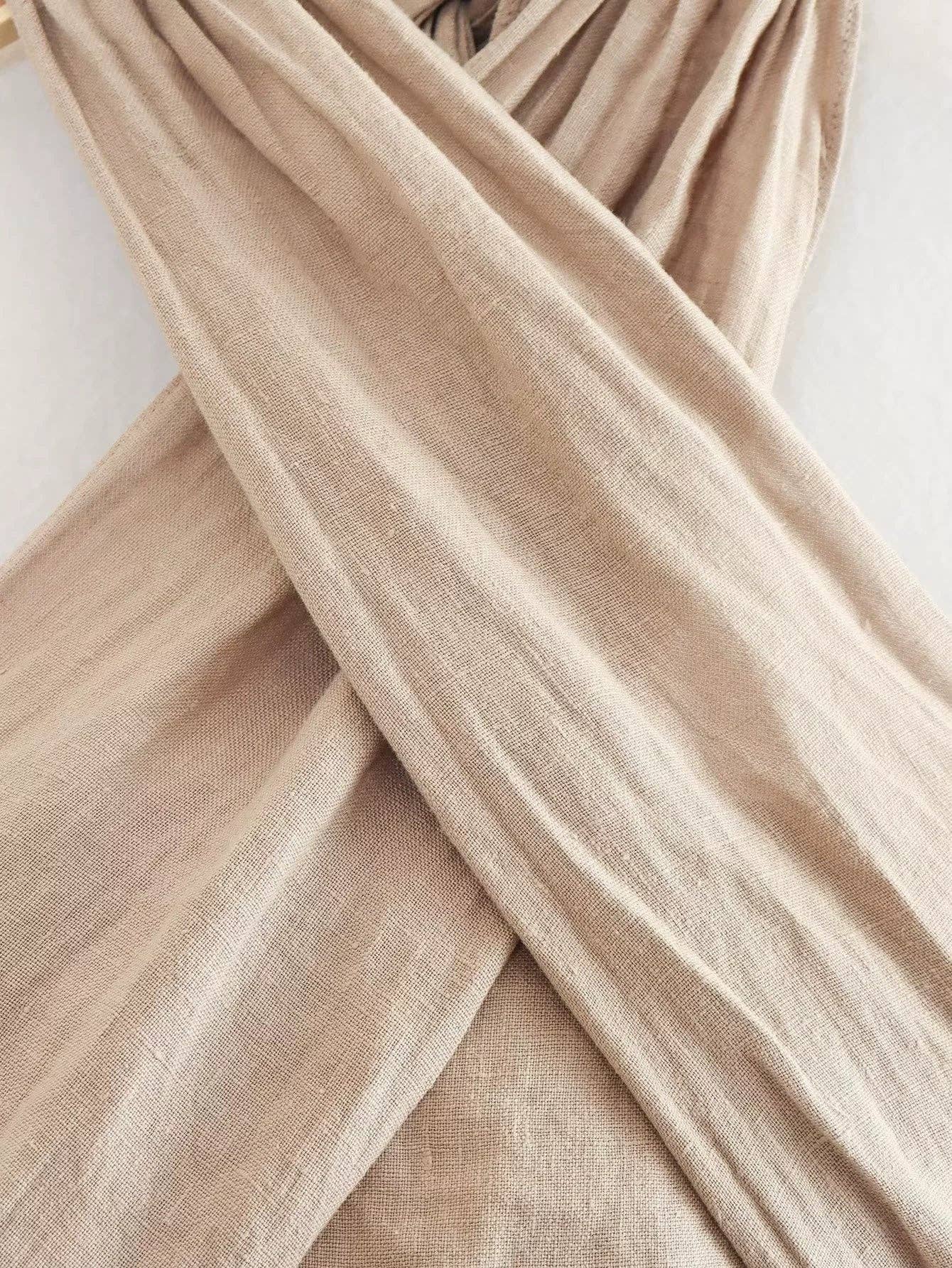 Khaki Ladies Criss Cross Tie Halter Top And Pants Set 9711 for wholesale on Faire6