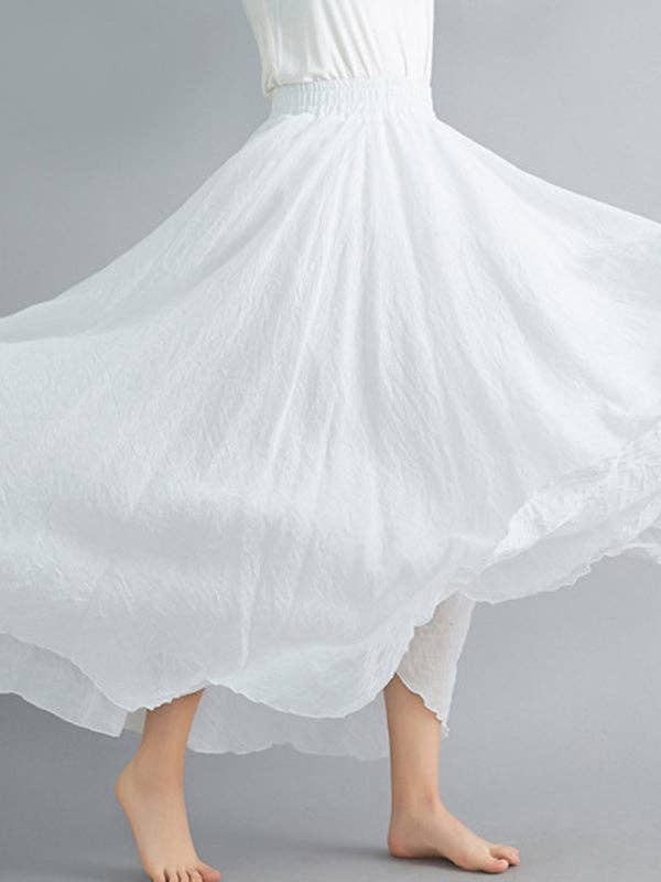 VividLux - Wholesale Skirt - Women's - A-Line Loose Elasticity Pleated Solid Color Skirts