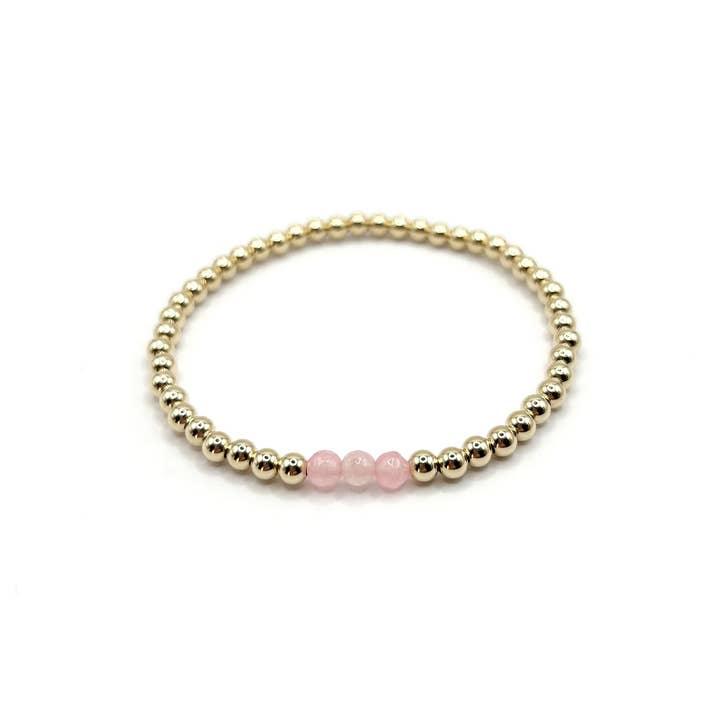 Kaylie Dawn Jewelry - Wholesale Beaded Bracelet - Gemma Handmade Gold Stretchy Bead Bracelet with 3 Gemstones1