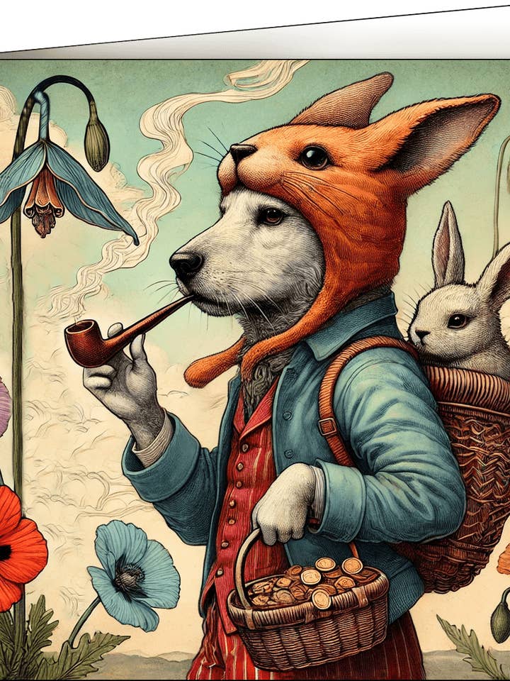 Greeting Card, Dog & the Hare for wholesale by Thistle and Tale Press