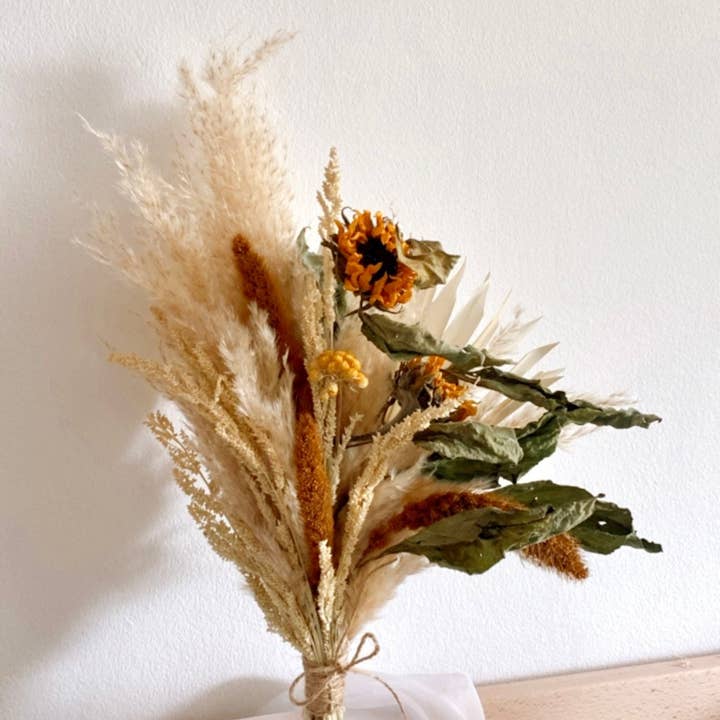Fidos Design - Vente Fleur séchée/pressée - Bouquet de mariage d'herbe de pampa de tournesol/Minimaliste2