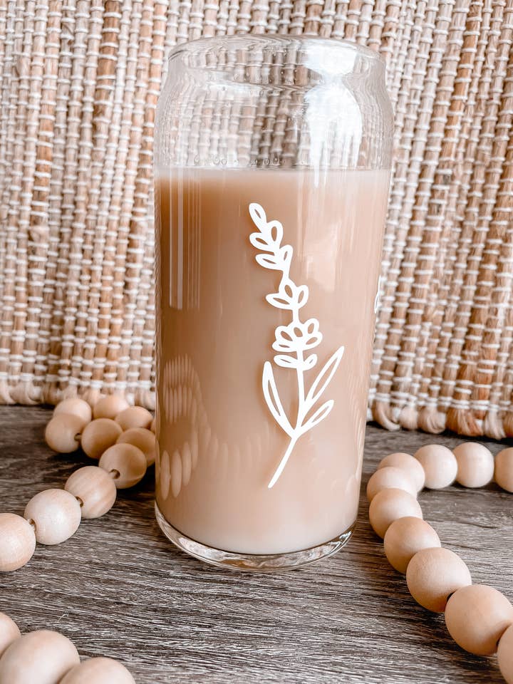 Simple Wildflower Iced Coffee Beer Can Glass Mug for wholesale by Wild Souls Co