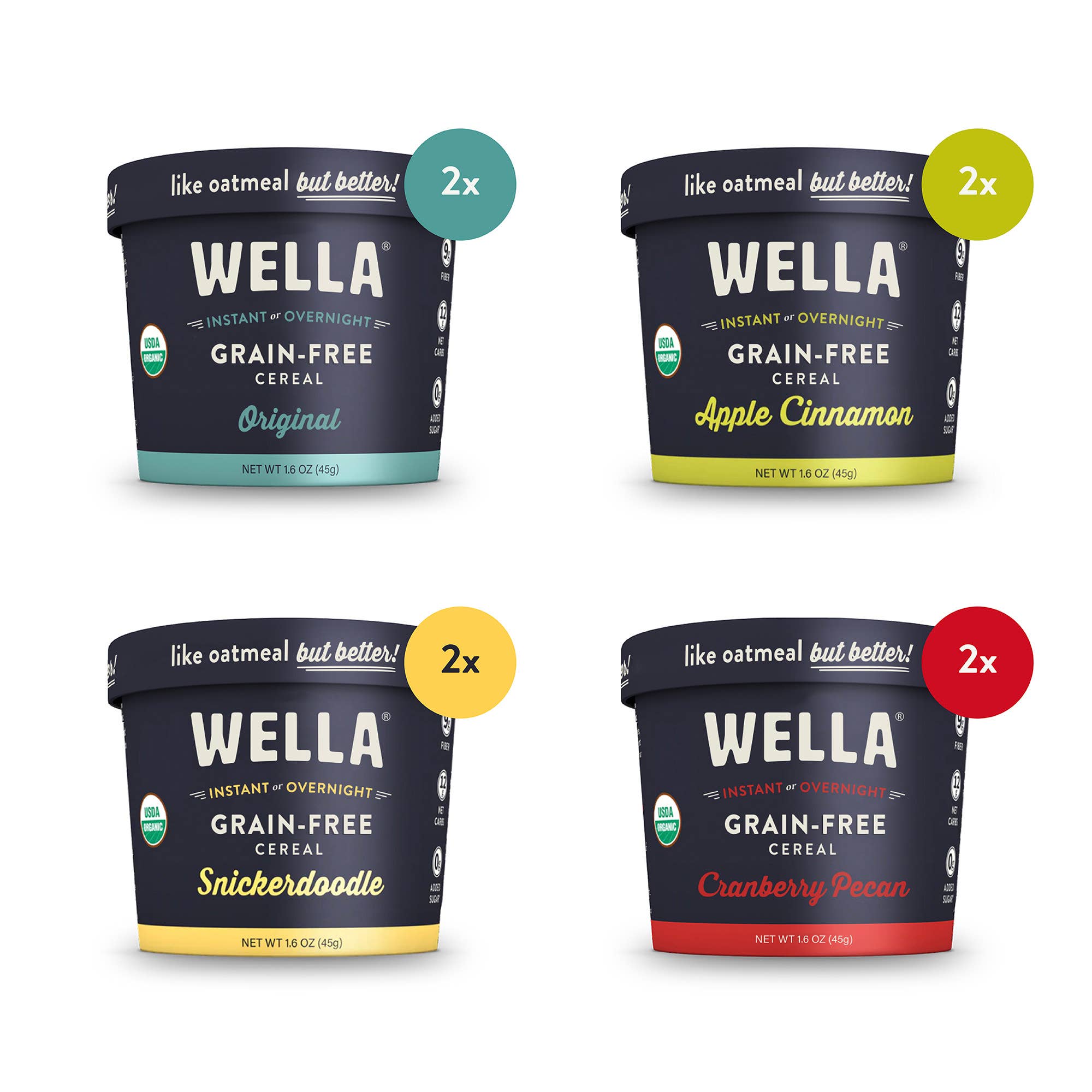 Wella Foods - Wholesale Breakfast Cereal - Grain-Free Cereal Variety Cups – 8 Pack