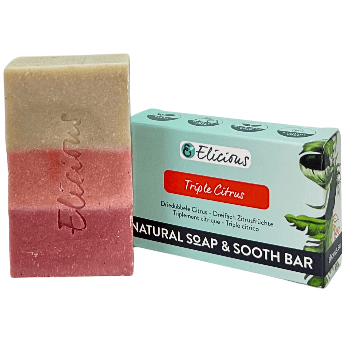 Elicious – sabonete sólido por atacado – Sabonete natural artesanal Triple Citrus 100g2