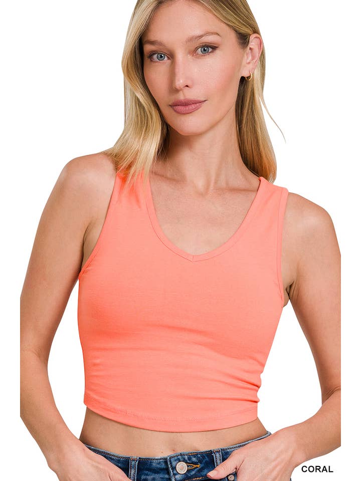 42POPS - Vente Haut en maille – femme - .SI-25382 Camisole courte à col en V en coton1