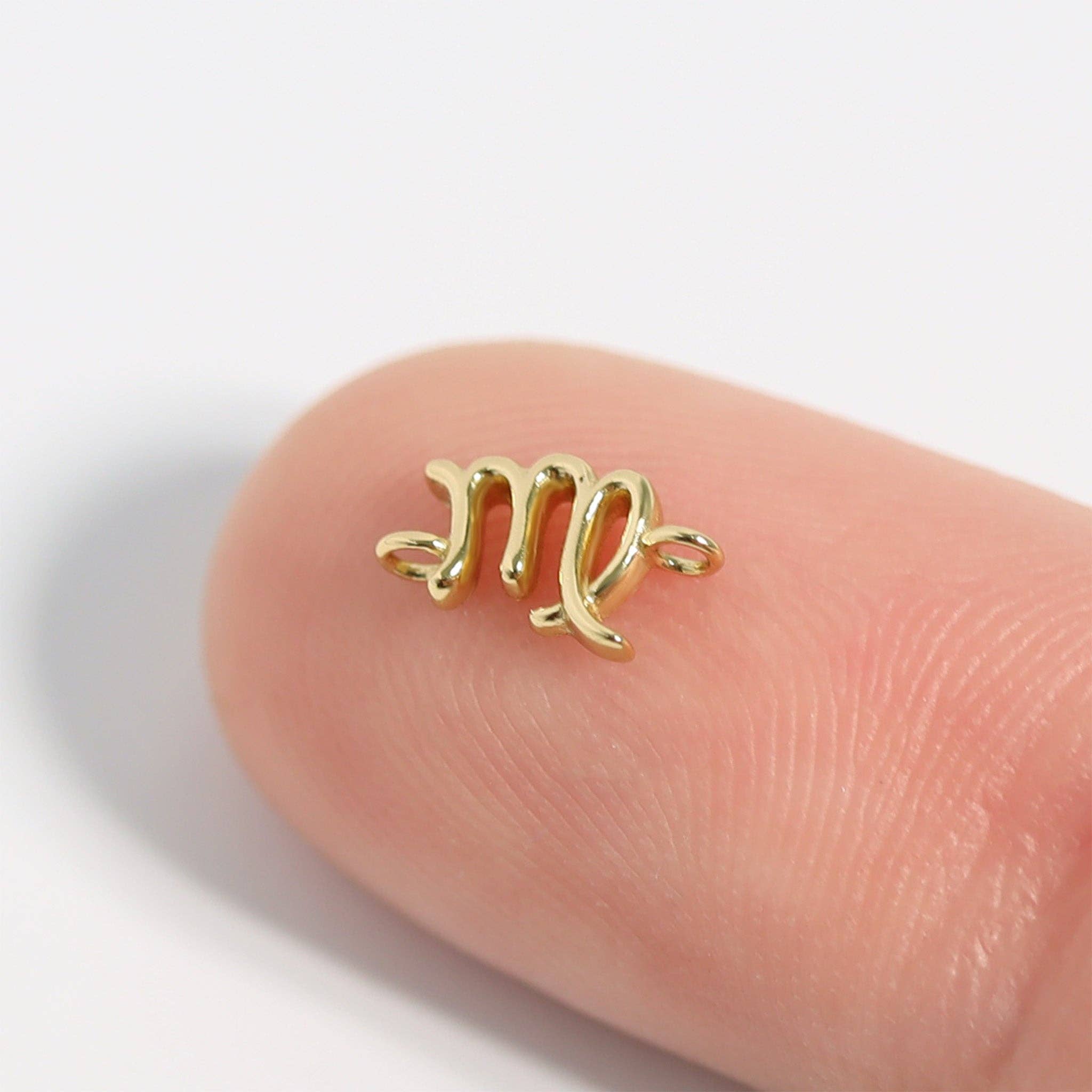 WJW - Wholesale Individual Charm/Pendant - 14K Gold Plated Sterling Silver Zodiac Connector Charm for Permanent Jewelry7