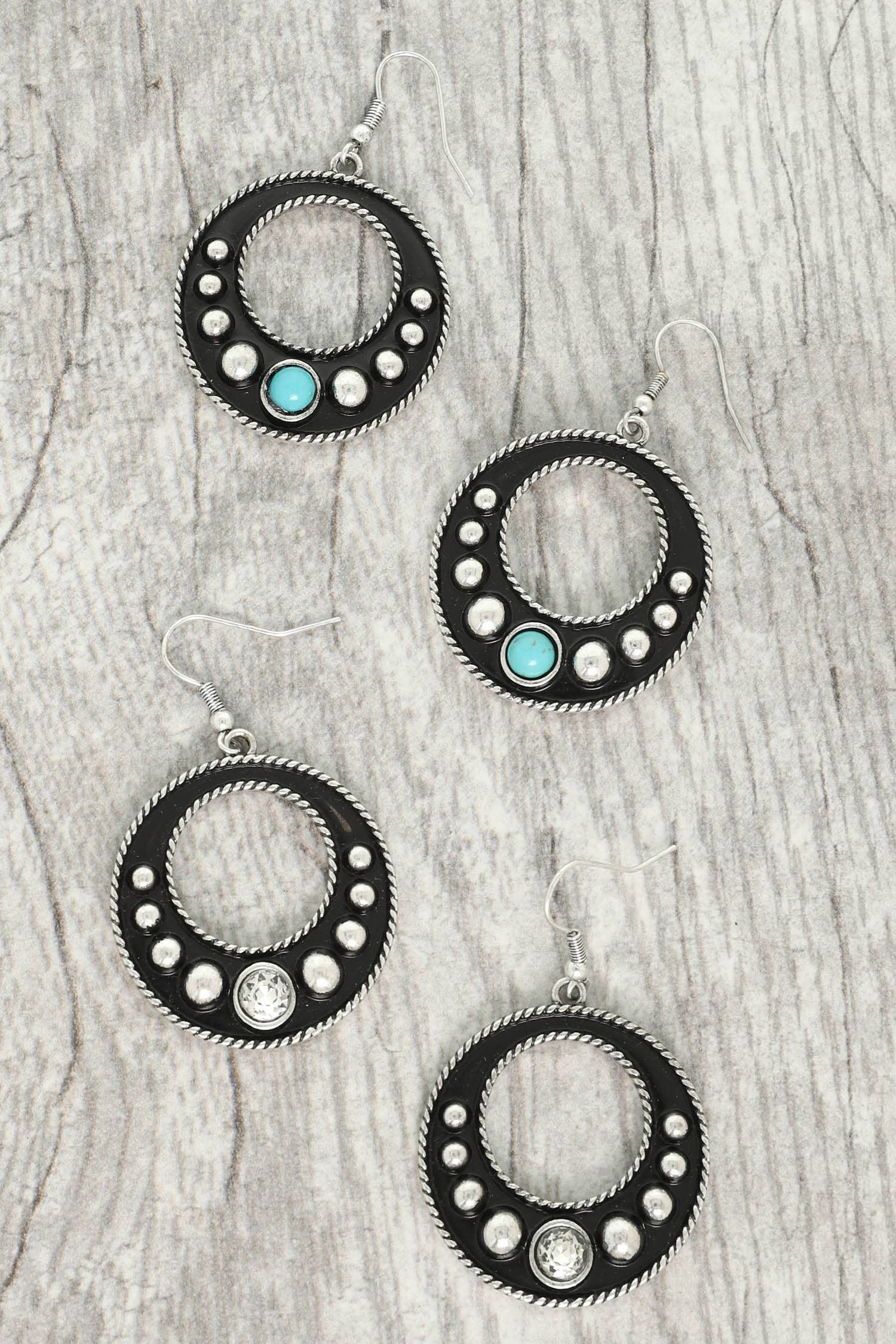 anbfashion - Wholesale Dangle earrings - Western Oval Concho Earrings E18026