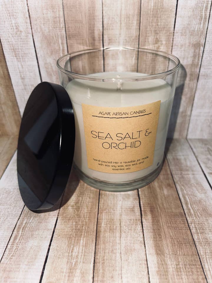 Lux Collection Sea Salt & Orchid Candle for wholesale by AGAPE ARTISAN CANDLES