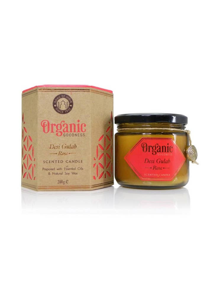 ORGANIC GOODNESS Candela Di Soia 200 gr Rose per la vendita all'ingrosso da parte di SferaNatura by INCI SRL