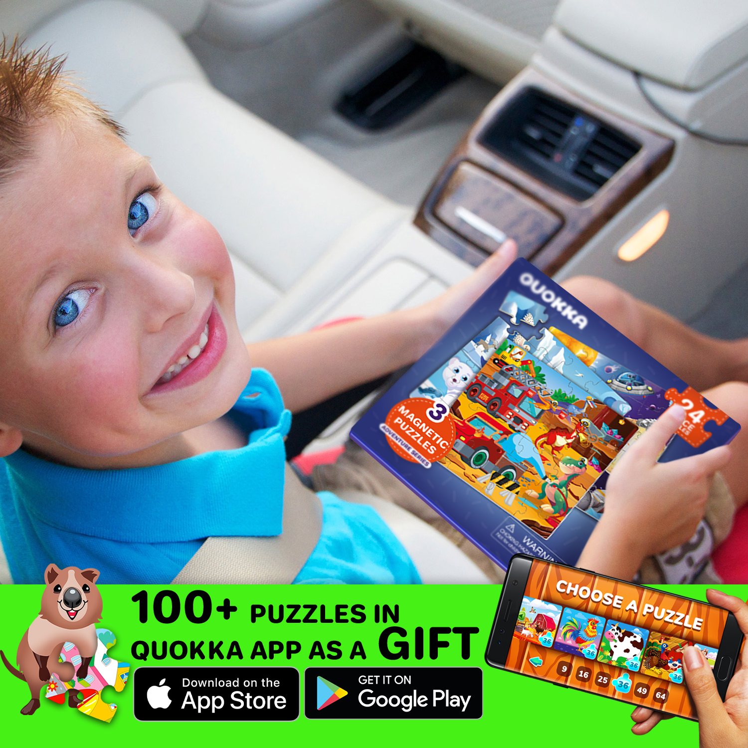 QUOKKA - Wholesale Puzzle - Kids - Magnetic Puzzle Book for Kids 24 Pieces Polar-Dino-Space5