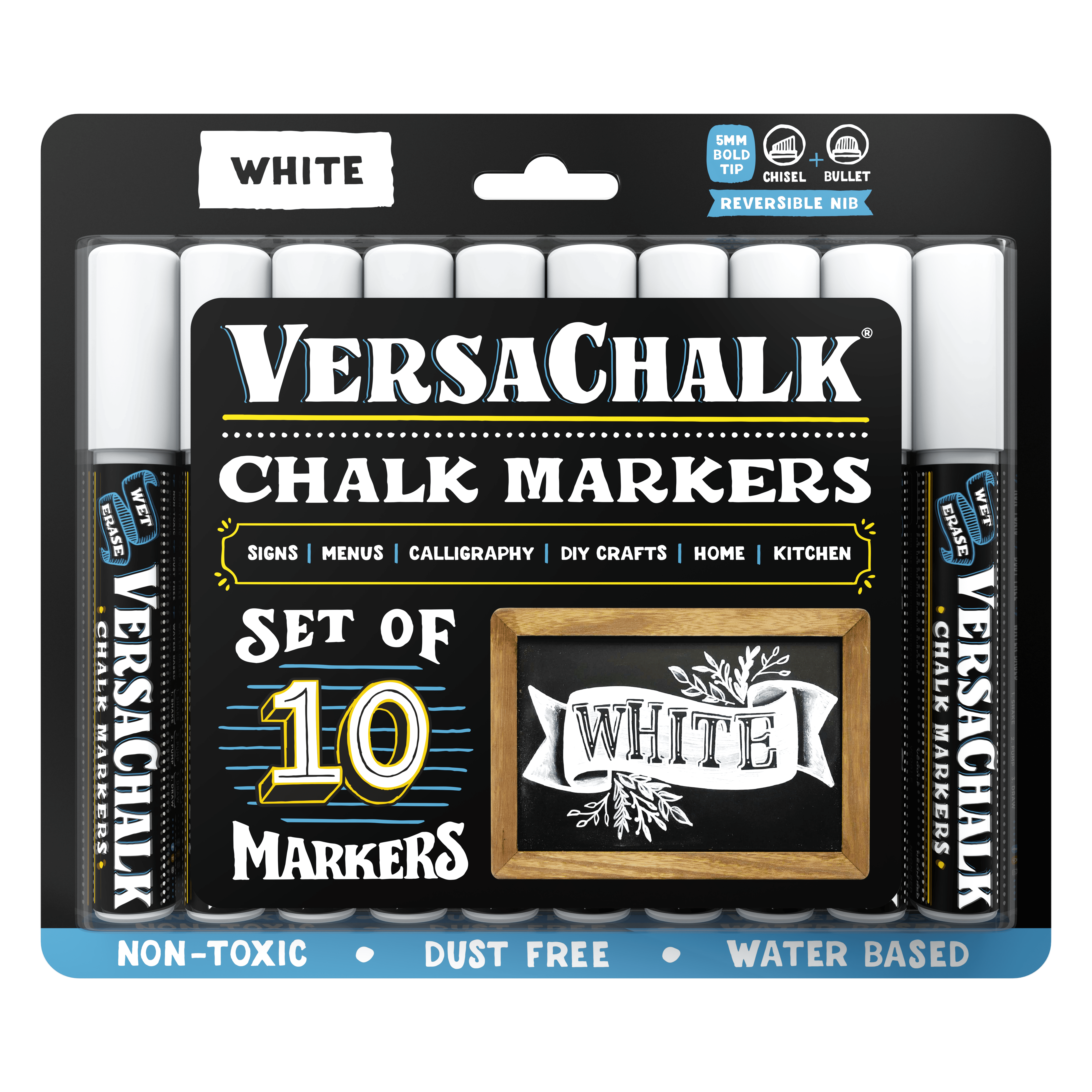 VersaChalk – wholesale Marker – White Liquid Chalk Markers, Set of 1012
