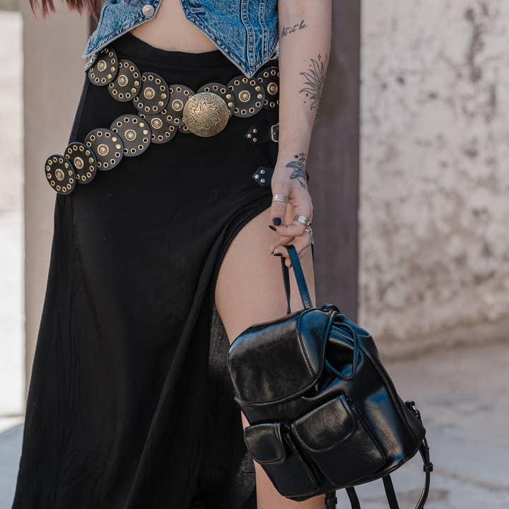 Most Wanted USA - Wholesale Belt - Women's - Leather Circle Caterpillar Disc Belt1