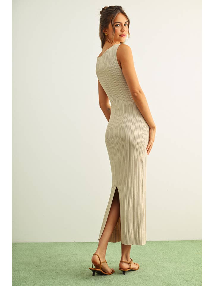 MIOU MUSE - Wholesale Dress - Women's - D2997 PATTERNED RIB KNITTED LONG DRESS7