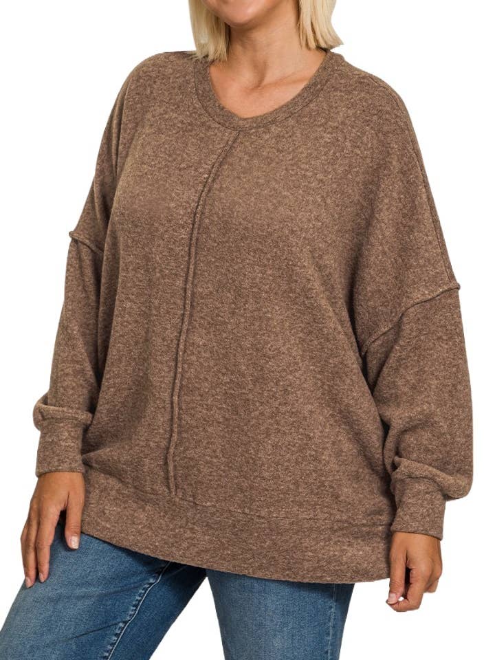 Plus Brushed Melange Hacci Oversized Sweater for wholesale by Vanilla Monkey