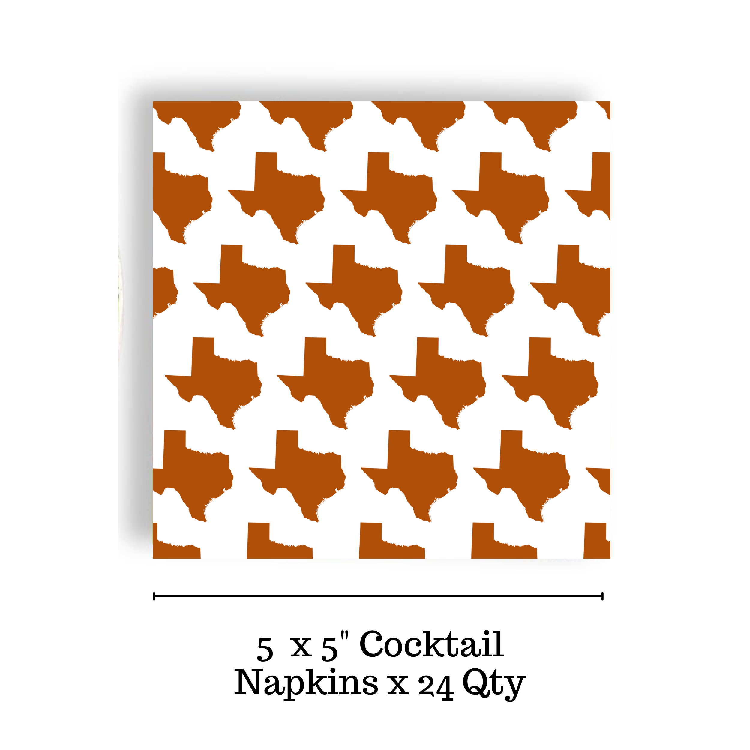 Fabuplates - Wholesale Disposable Napkin - Burnt Orange Texas 24ct Cocktail Napkin Separates (3ply)1
