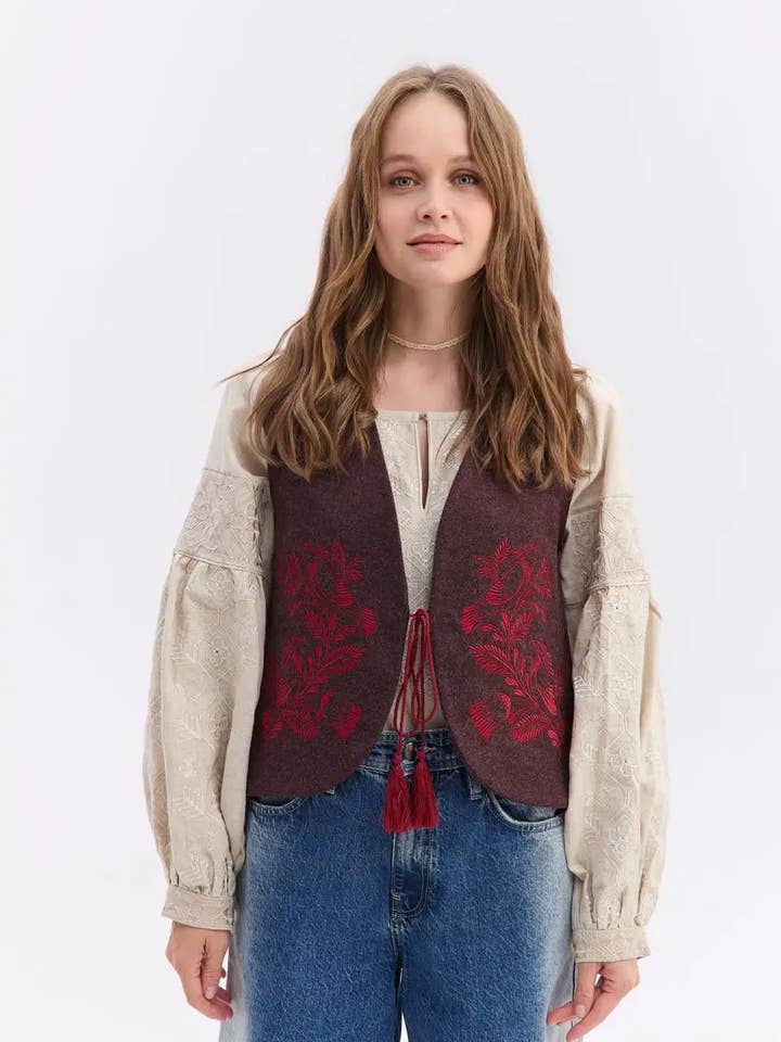 Women’s Embroidered Vest – 100% Polyester | Boutique Stateme for wholesale by Handmade Originals Ukraine