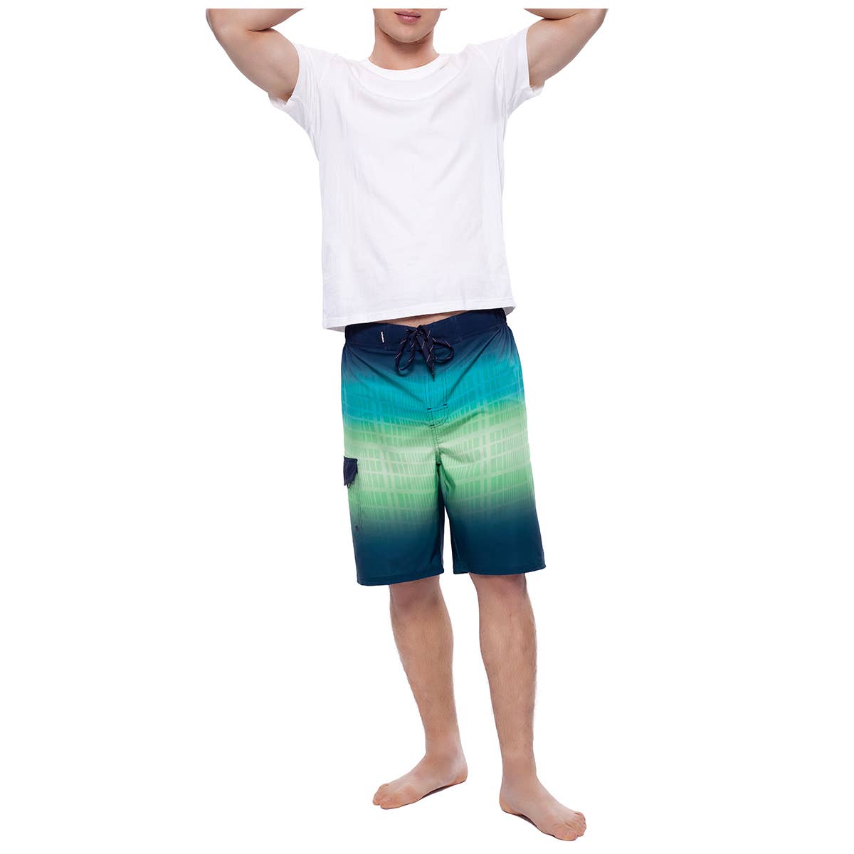 Rokka & Rolla - Wholesale Swim Shorts - Men's - Men's 9" Half Elastic Waist Board Swim Shorts Swimwear21