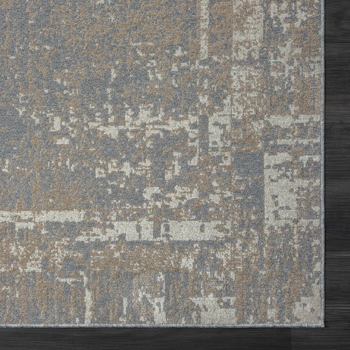 LR Home - Wholesale Area Rug - Lachi Transitional Distressed Border Area Rug, Gray/Ivory