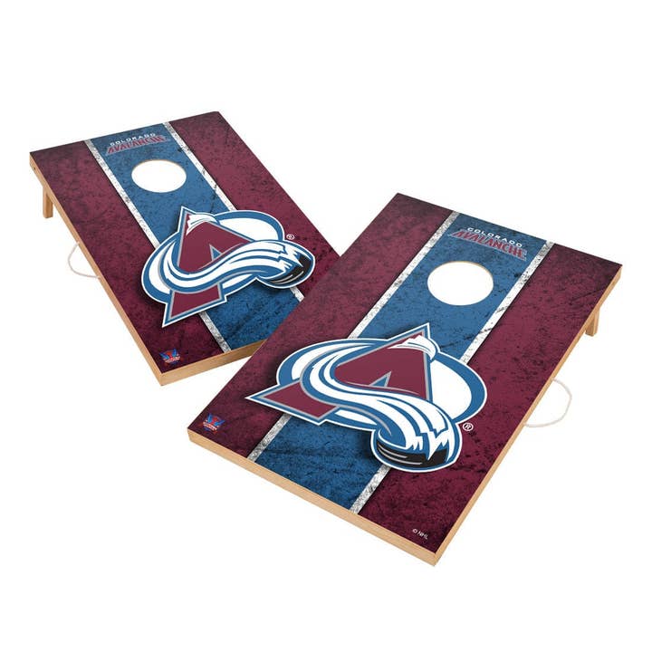 Vintage Colorado Avalanche Solid Wood 2x4 Cornhole Set for wholesale by Skip's Garage