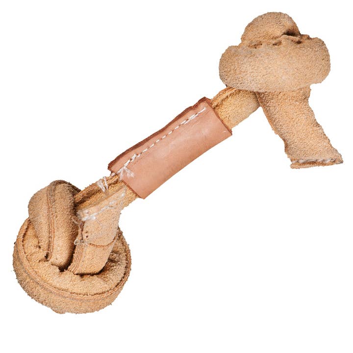 HuggleGroup – wholesale Pet rope toy – Dog – Huggle-Hide® Natural Leather Knotted Bone Dog Toy