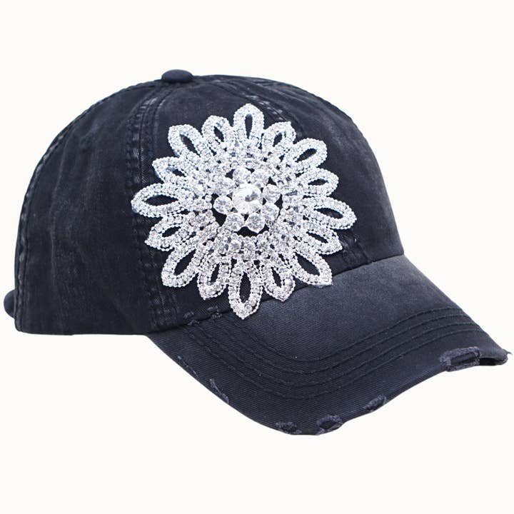 Olive & Pique - Wholesale Baseball Cap - Women's - Sunflower Bejeweled Glitz Cap, Adjustable1