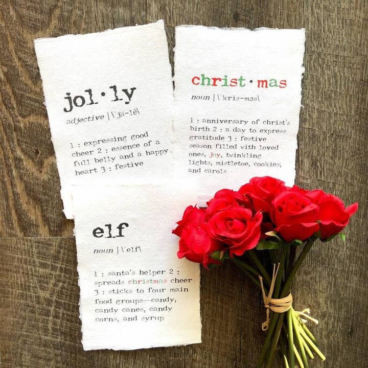 Alison Rose Vintage - Vente Art mural pour les fêtes - impression de définition automatique en police de machine à écrire sur du papier fait main2