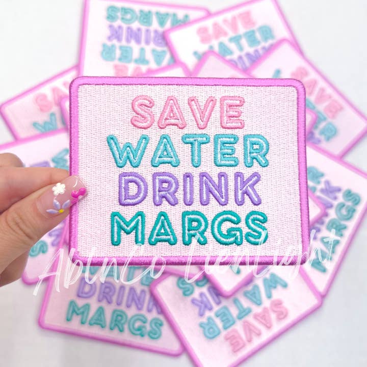 ABLNco - Wholesale Patch - 4” small save water drink margs trucker hat iron on patch