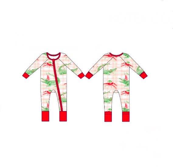 Sweet Bay Clothing - Wholesale Jumpsuit - Baby - Gator/Crawfish Christmas Zipper Onesie2