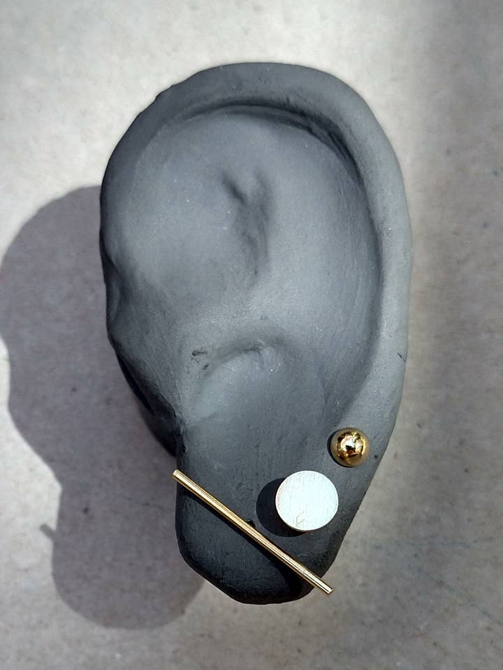 Brincos pequenos banhados a ouro, conjunto de três tachas por atacado de sew a song