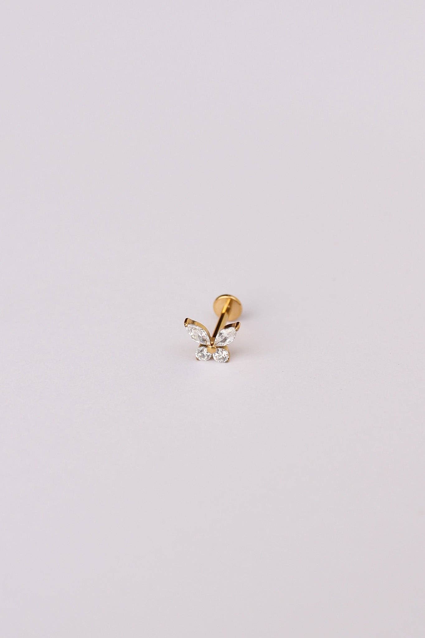 Rose and Clay - Wholesale Stud/post earrings - Crystal Butterfly Flat Back Stud