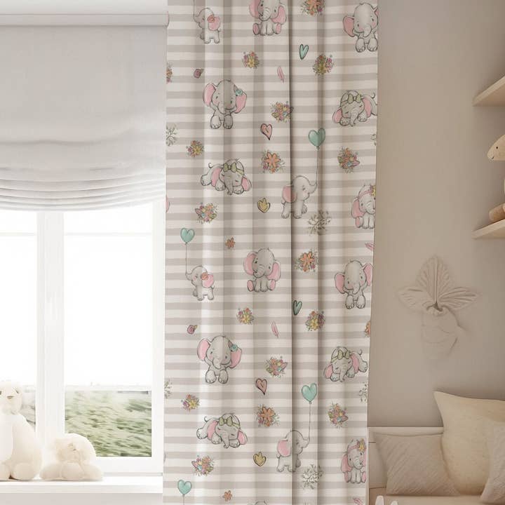 Blije Olifanten Verduisteringsgordijnen voor wholesale door Empowering Decor