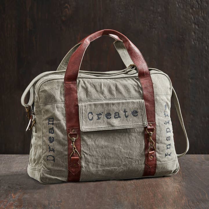 Mona B. - Wholesale Weekender Bag - Women's - Dream Create Inspire Up-Cycled Canvas Weekender Bag
