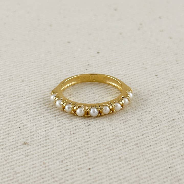 GoldFi - Wholesale Band/Stacked Ring - 18k Gold Filled Fresh Water Pearl Band Ring