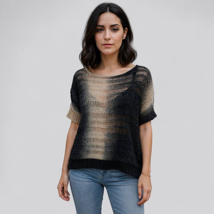 DAAF053 Pull Boxy Contemporain en Maille Lâche Ombrée pour la vente par Puzzles Enterprises