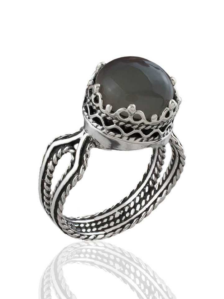 Art Grå Månsten Ädelsten Kvinnor Silverring för wholesale av Filigranist Jewelry