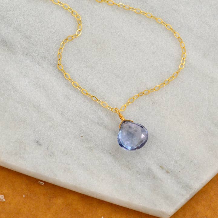 Foamy Wader - Wholesale Pendant/Charm Necklace - Azure Necklace - blue mystic quartz gemstone solitaire necklace