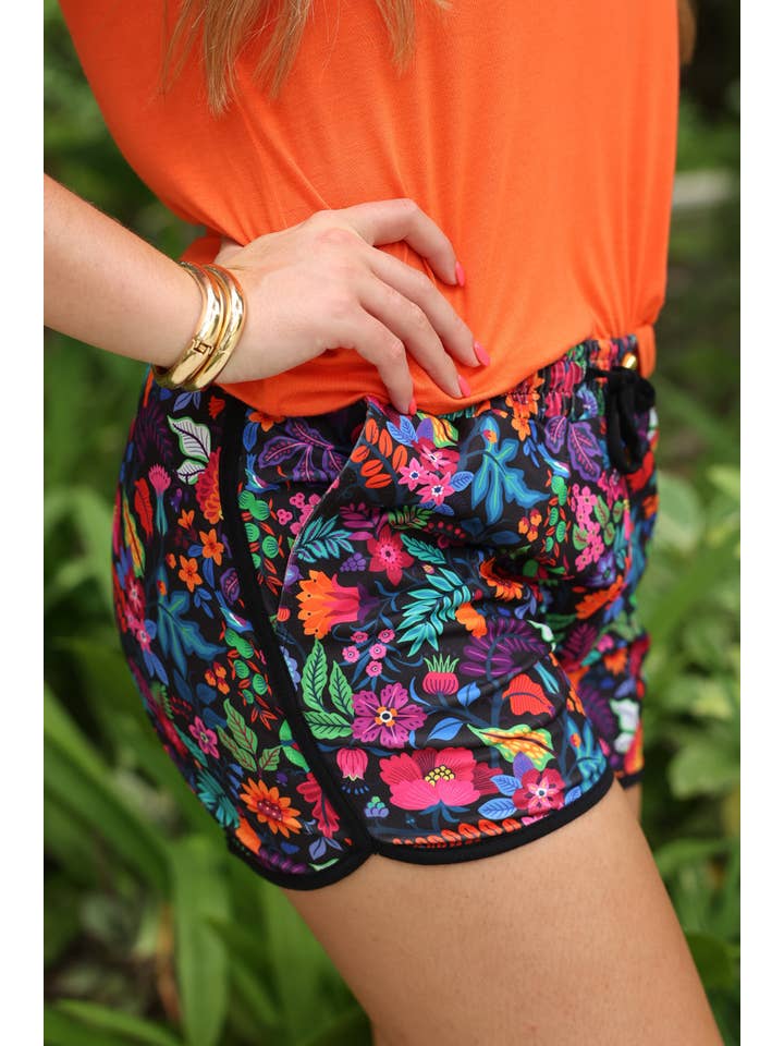 Jess Lea - Wholesale Shorts - Women's - Fiesta Time Floral Everyday Shorts- Black4