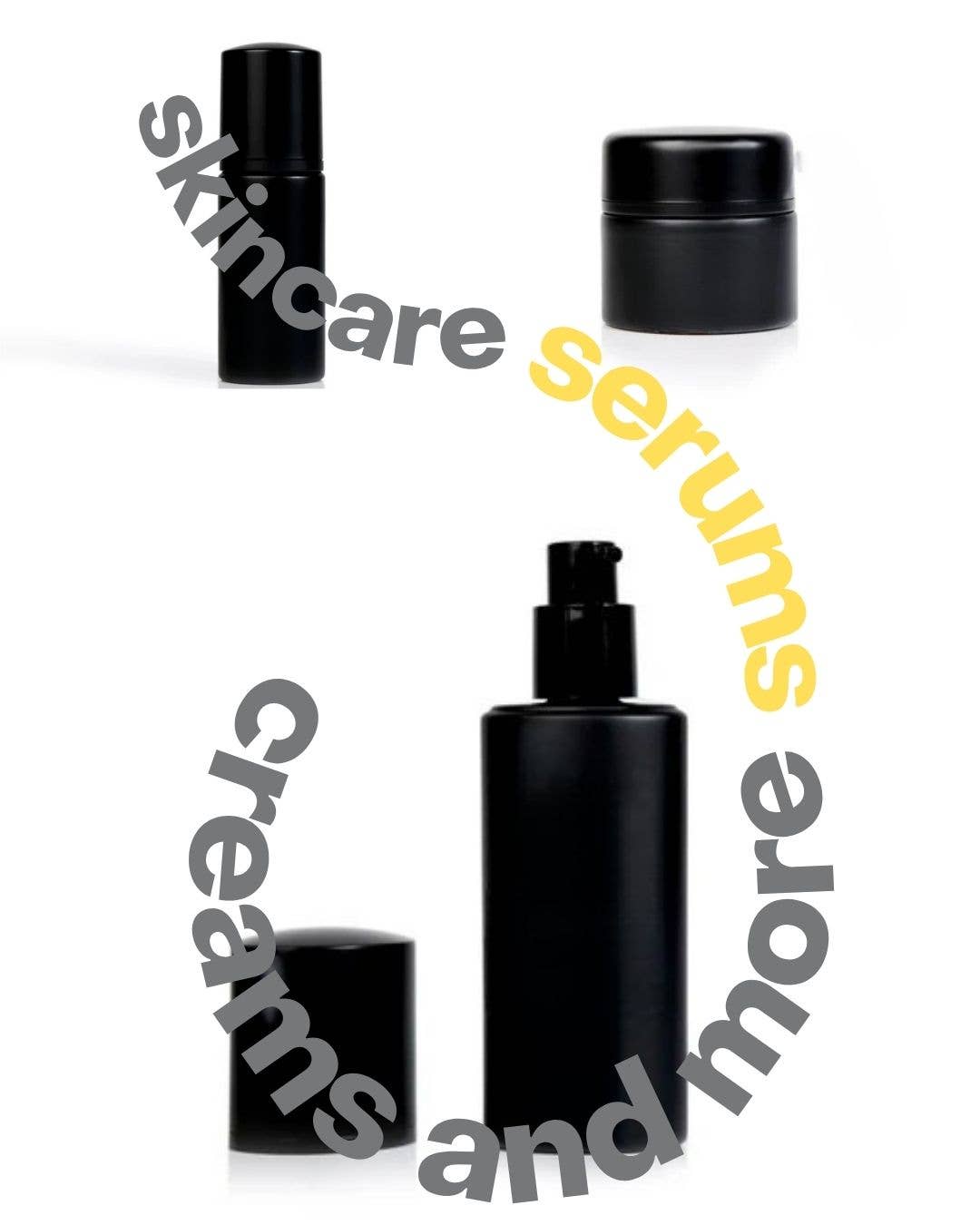 Bee Happy - Vente Frigos à cosmétiques - Bouteille en verre noir mat, 30 ml - 1 oz, 60 ml - 2 oz, 50 ml - 1,7 oz3