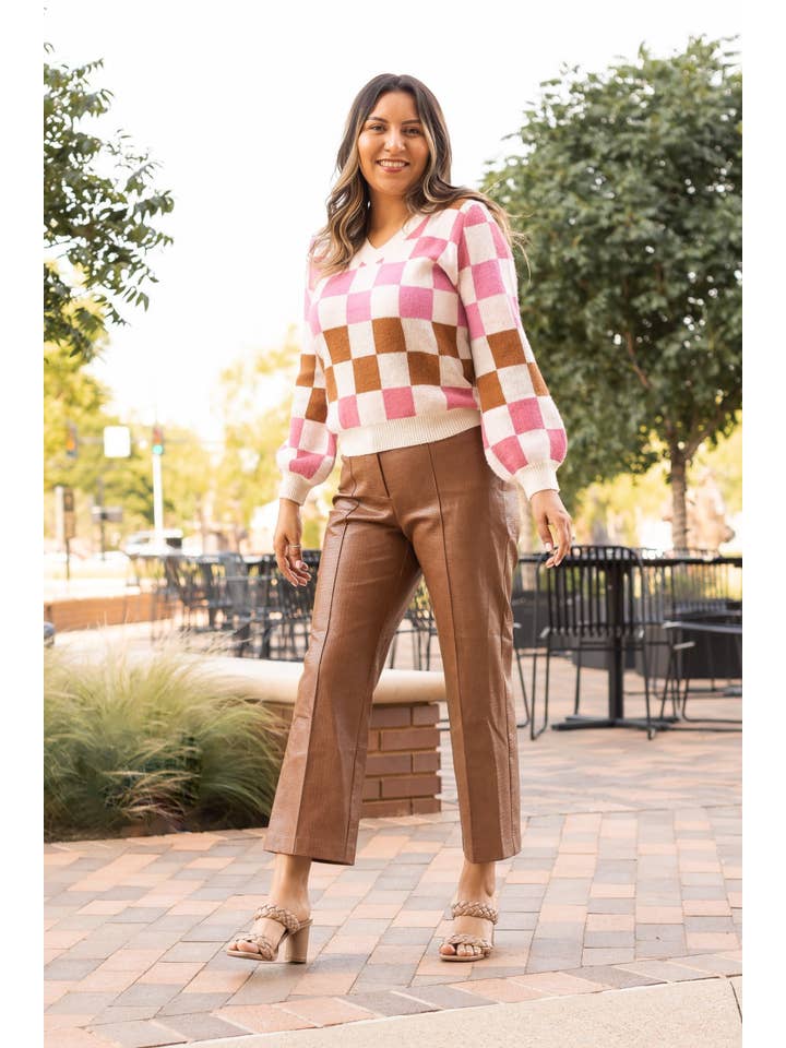 Always Edgy Brown Snake Print Leather Pants for wholesale on Faire