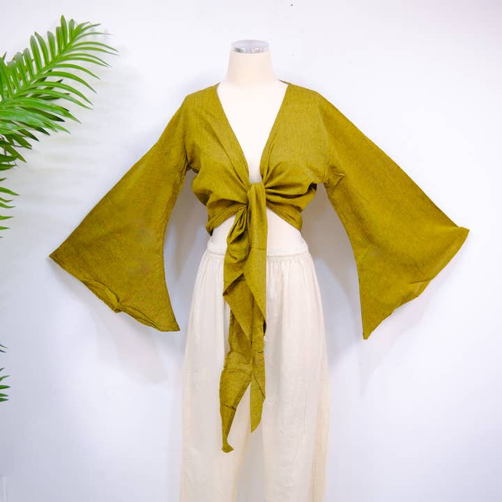 Karma Nepal Crafts - Wholesale Blouse - Women's - Bamboo Cotton Solid Wrap Top4