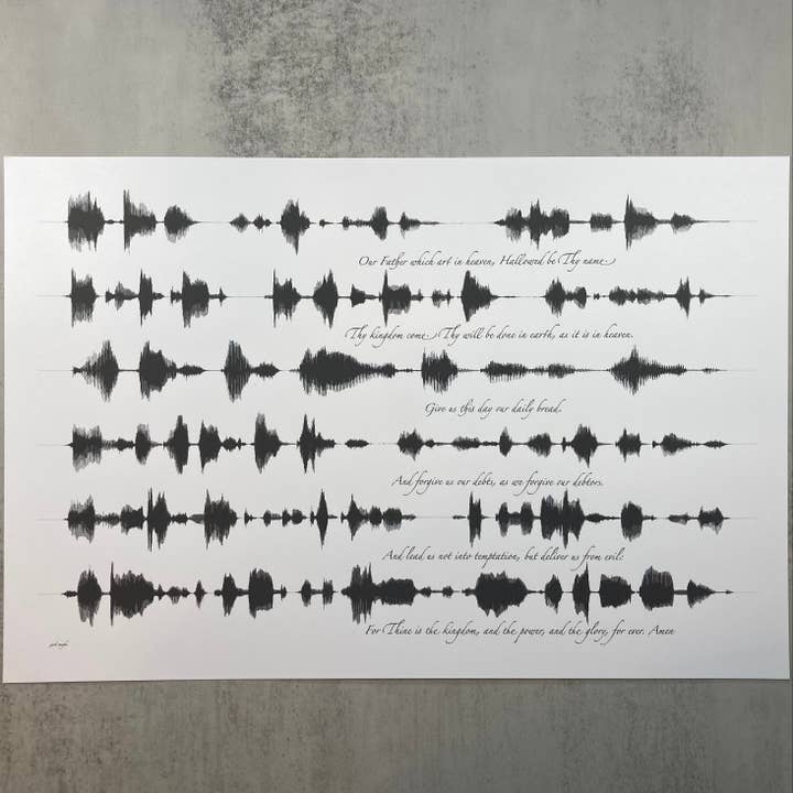 Herrens bön Ljudvåg Väggkonst Tryck 12x18in Kristet för wholesale av The Soundwave Booth