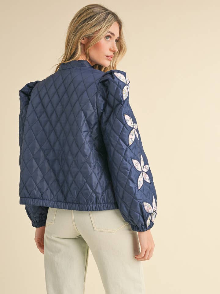 &MERCI - Wholesale Jacket - Women's - QUILTED JACKET WITH FLORAL PATCHWORK MJK330024