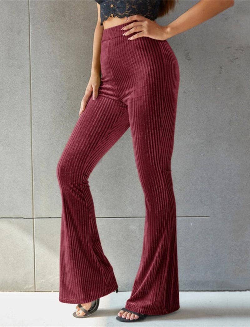 safistyle - Wholesale Pants - Women's - Velvet High-Waist Flared Pants1