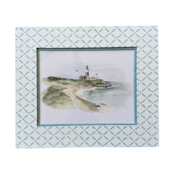 8x10 Block Printed Frame for tabletop or wall in Croix Blue for wholesale by Ceae Shop