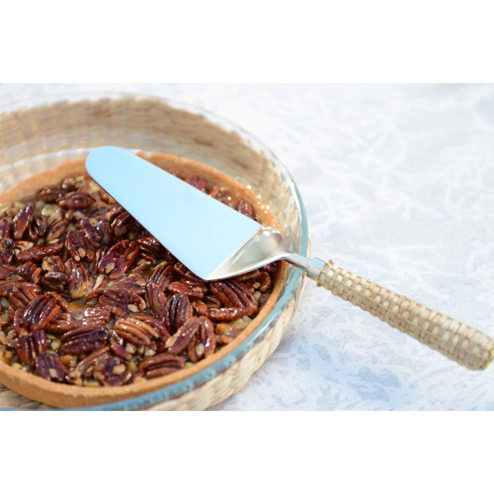 AULICA - Venta al por mayor Utensilio para servir - Pala para tarta beige con mango de mimbre1