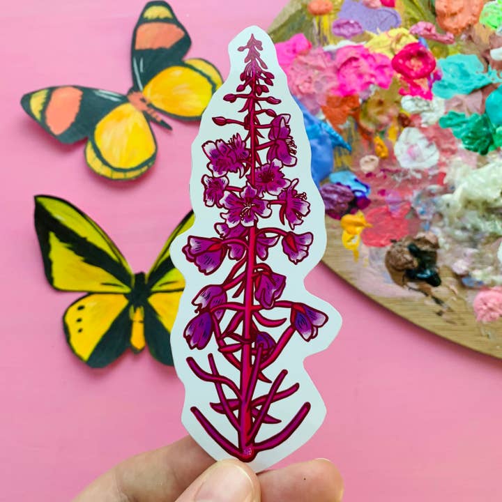 Fireweed Flower Sticker Wildflower Decal Gift Laptop Kindle Outdoor Aesthetic for wholesale by Eska and the Alpenglow