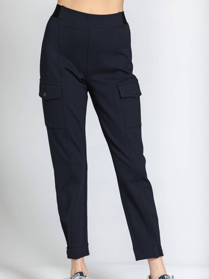 Ponte Pull-On Cargo Pant - BLACK for wholesale by APNY