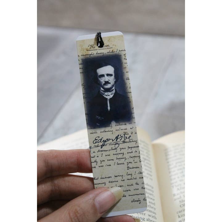 Raven Design - Wholesale Bookmark - Edgar A. Poe and Handwriting // Metal Bookmark1